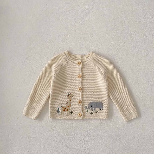 SYVGVA Chandail à Manches Longues pour Tout-Petits Enfants Imprimé Girafe Col Rond pour Garçons et Filles, Blanc, 90