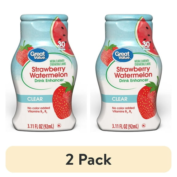 (2 pack) Great Value Strawberry Watermelon Clear Liquid Drink Enhancer, 3.1 fl oz Bottle