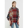 thumbnail image 3 of YooGuoGuo Women's Plaid Hooded Shawl Wrap Knitted Cape Poncho Pullover Hoodie Sweater Blanket Poncho with Fringes Winter Fall, 3 of 7