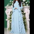 thumbnail image 4 of Vestidos Ajustados para Mujer, Elegantes Vestidos Largos de Cóctel con Mangas Acampanadas y Dobladillo con Volantes. Azul XL, 4 of 10
