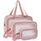 thumbnail image 1 of Bolsa de aseo transparente CHAO 3 piezas rosa impermeable PVC cosméticos viaje mujer, 1 of 3