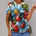 thumbnail image 6 of Ladybugs Floral Garden-2 T Shirts Basic T-Shirt Short Sleeve Ladies Tee Shirt Summer Graphic Clothing, 6 of 6