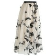 thumbnail image 4 of CHICWISH Women's Cream 3D Butterfly Double-Layered Mesh Midi Skirt, 4 of 12