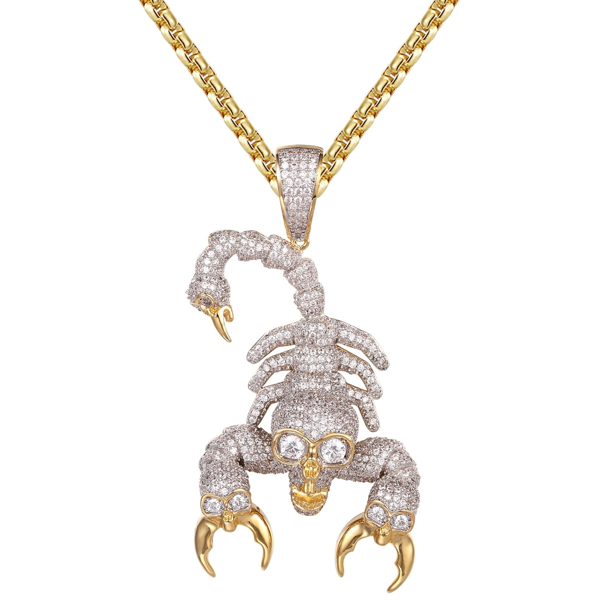 Master Of Bling Skull Face Scorpion 14k Gold Finish