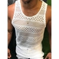 thumbnail image 4 of Raccmtaty Men Knit Tank Top, Sleeveless Crew Neck Hollowed Summer Vest Sheer Top for Daily Beach, 4 of 7