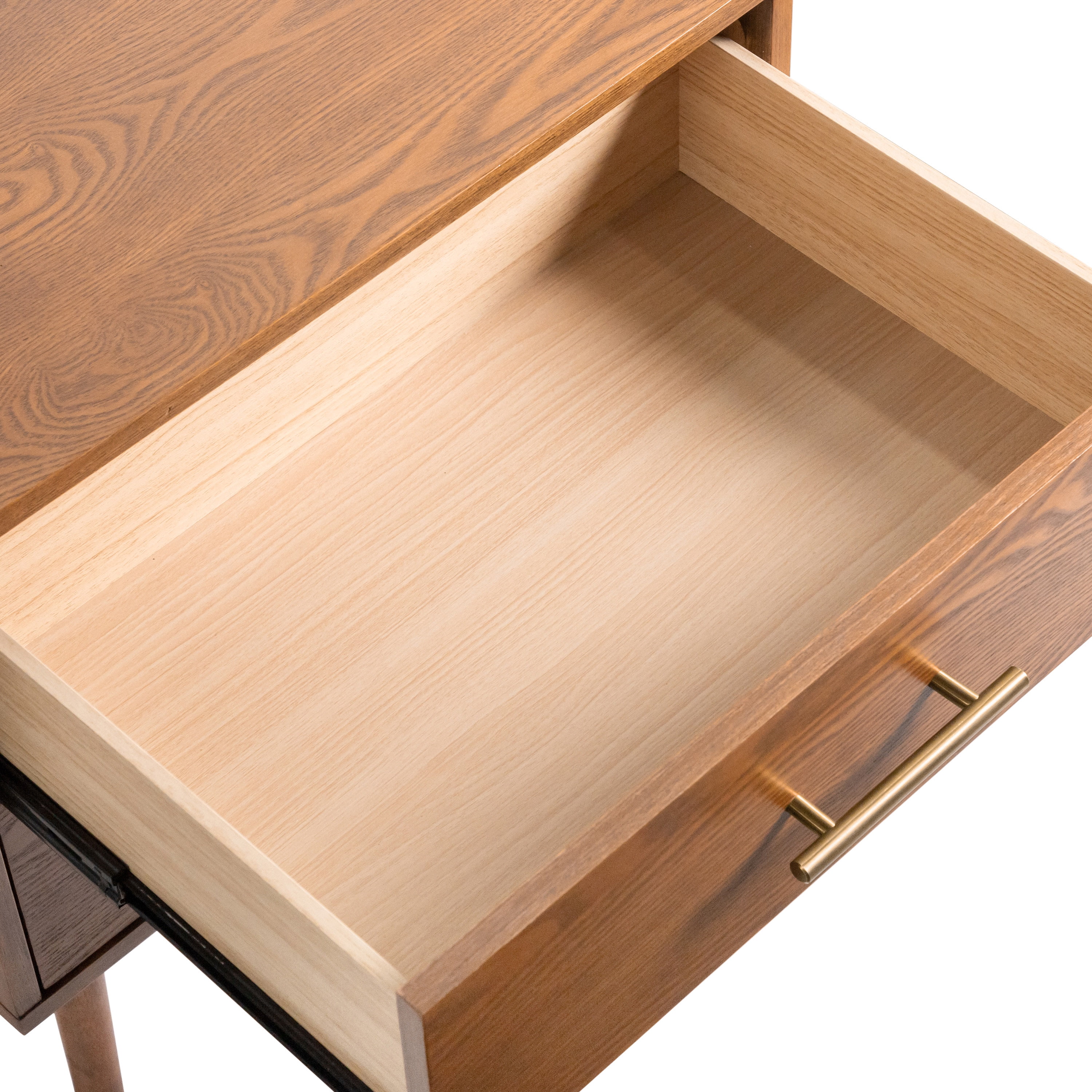 Furniture of America Erik Adult Mid-Century 2-Drawer Solid Wood Nightstand, Walnut