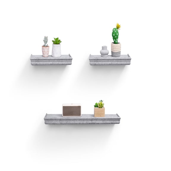 MAYEERTY 3-Piece Floating Shelves, 24" Wood Mounted Display Shelf Set with Invisible Brackets, Hanging Storage Ledges for Books Plants Decor