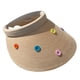 thumbnail image 1 of Sombrero de paja con parte superior vacía y botón de color con circunferencia de la cabeza de 56-58 cm para mujer, sombrero de verano de ala grande con protección solar, sombrero de playa, 1 of 5