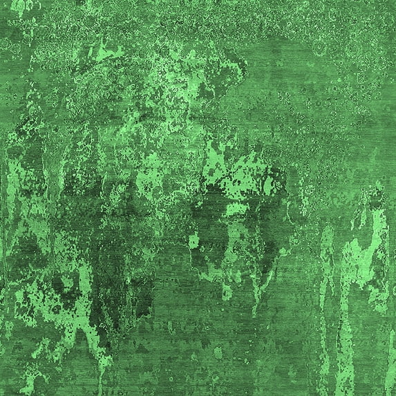 Ahgly Company Indoor Square Oriental Emerald Green Industrial Area Rugs, 6' Square