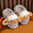 thumbnail image 5 of Otqutp Toddler Cute Shoes Little/big Kids Boys Girls Sheep Print Plush Slippers Indoor Home Warm Baby Anti Slip Close Toe Open Ankles Shoes(Gray,5.5-6 Years), 5 of 8