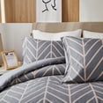 thumbnail image 2 of Peach Leaf Super Soft 100% Cotton 3-Piece Comforter Set with Shams, Queen, Grey Chevron, 2 of 7