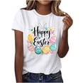 thumbnail image 1 of Mujeres de Manga Corta Tops Casual Nuevo Cuello Redondo Pascua, Ligera Camiseta de Poliéster Spandex, 1 of 4