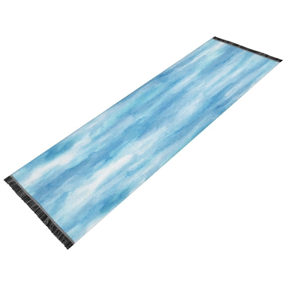 Vintage Modern Runner Rug,Non Slip Machine Washable 72"x23.5" Polyester Material Pet-Friendly Durable,Applicable to Entryway Rug Living Room Rug Blue and White Watercolor