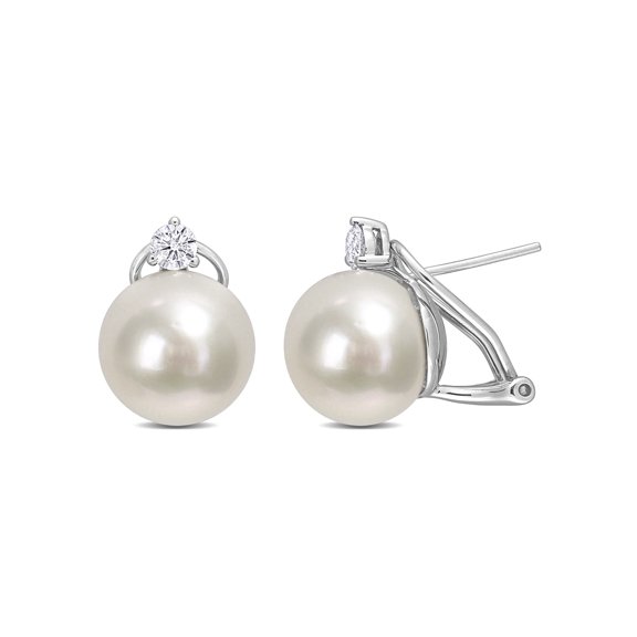 Everly Women's Cultured Pearl and Diamond 14k White Gold Earrings