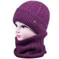 thumbnail image 2 of 3 in 1 Beanie Hat for Women, 3 in One Knitted Beanie Hat with Scarf and Mask, Windproof Warm Snow Cap (Hot Pink), 2 of 3
