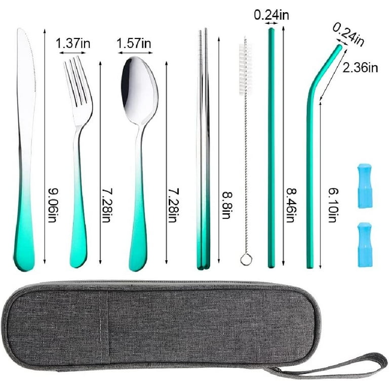 Stainless Steel Travel Utensils Silverware Set with Case 8pcs