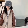 thumbnail image 3 of Chaqueta de béisbol con cremallera estilo universitario para niños de otoño e invierno, chaqueta de uniforme de béisbol, suéter con capucha con costuras de color en contraste para niñas de, 3 of 6