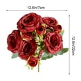 thumbnail image 3 of ZhyrZng 5 Heads Artificial Rose Bouquet - Realistic Silk Fake Flower Bush for Wedding Home Office Decoration & Valentine's Day Floral Arrangement featuring Long Stalk, 3 of 7