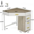 thumbnail image 2 of Corner Desk, Triangle Computer Desk with 4 Drawers, 90 Degree Writing Desk Makeup Vanity Desk, 2 of 6
