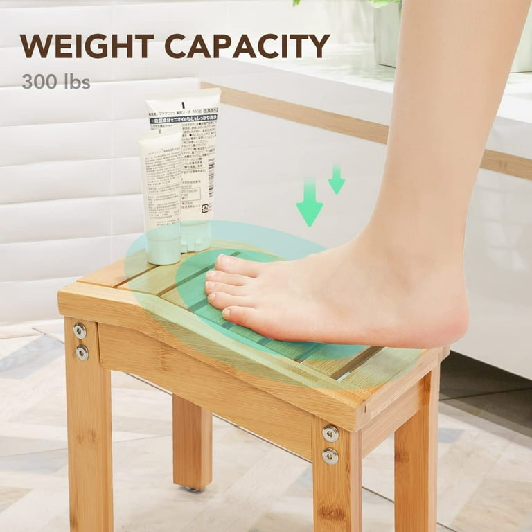 Bamboo Step Stool Shoe-Changing Round Foot Stool Multi-Functional Wooden  Stool Dibiao for Shower Leg Shaving Foot Rest Small