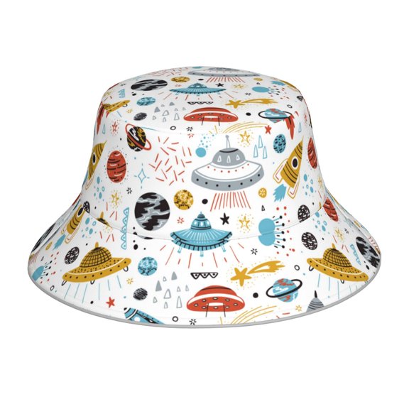 Rocae Cartoon Space for reflective Bucket Hat for Men Women Summer Beach Travel Summer Cap