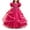 Hot Pink, variant on LEKWK Girls Tulle Ball Gown Puff Sleeve Ruffled Ribbon Formal Princess Dress with Lace Embroidery Prom Gown Wedding Flower Girl Dress for Birthday Party