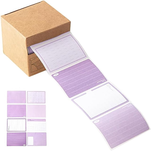8 Motifs/étiquettes Rouleau, 256 Étiquettes Autocollantes Thermiques Directes Étiquettes Rouleau Multi-Usages Papier Collant, Notes pour Enseignants, Fournitures de Papeterie, Boîte en Papier Kraft Dégradé Violet