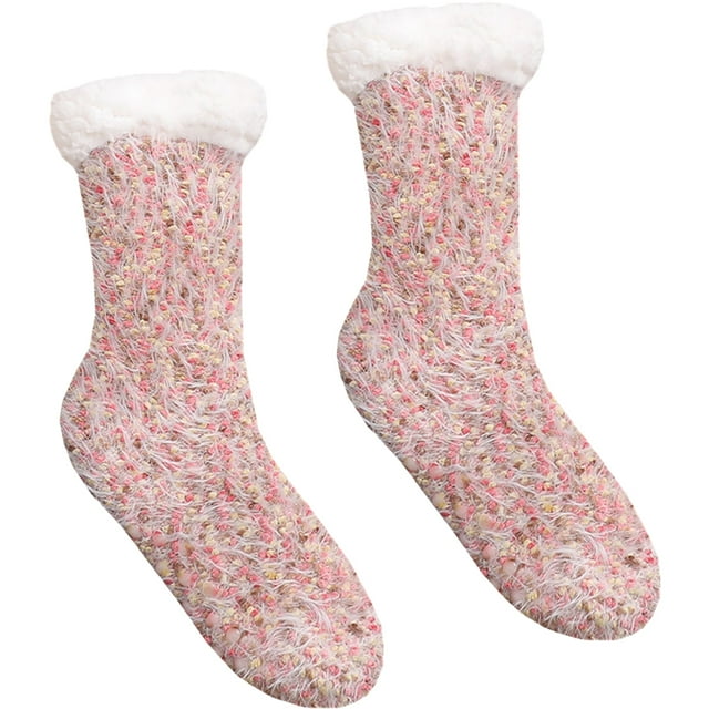 1 par de calcetines cálidos de invierno, pantuflas, calcetines térmicos para la cama, calcetines para el suelo del hogar