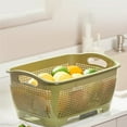 thumbnail image 6 of PuSpu Home Decoration Kitchen Utensils – Double-Layer Drainage Basket Fruit Bowl & Rice-Washing Multifunctional Leak-Proof Plastic Wash Basin, Green, 33×23.5×14.5 cm, 6 of 6