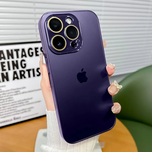 Gafas De Lujo Morado Oscuro AG Funda Mate Para Iphone 14 13 12 11 Pro Max 14 Plus Antihuellas Dactilares Duras Gao Jiahui unisex