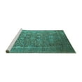 thumbnail image 2 of Ahgly Company Machine Washable Indoor Rectangle Oriental Turquoise Blue Industrial Area Rugs, 2' x 4', 2 of 4