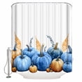 thumbnail image 2 of Blue Pumpkin Fall Waterproof Fabric Shower Curtain, Thanksgiving Botanical Autumn Shower Curtain for Bathroom Curtains Bathtubs Hotel Washable Shower Curtains with 12 Hooks Long 72x78in, 2 of 6