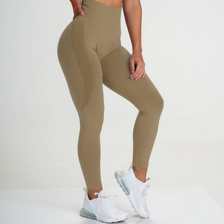 Gym Workout Running Yoga Pants for Womens, Solid Color Seamless