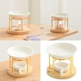 thumbnail image 2 of Ceramics Essential Oil Warmer Tealight Candle Holder Aromatherapist Wax Melt Burners Diffuser Wood Stand for Relaxation, 2 of 7