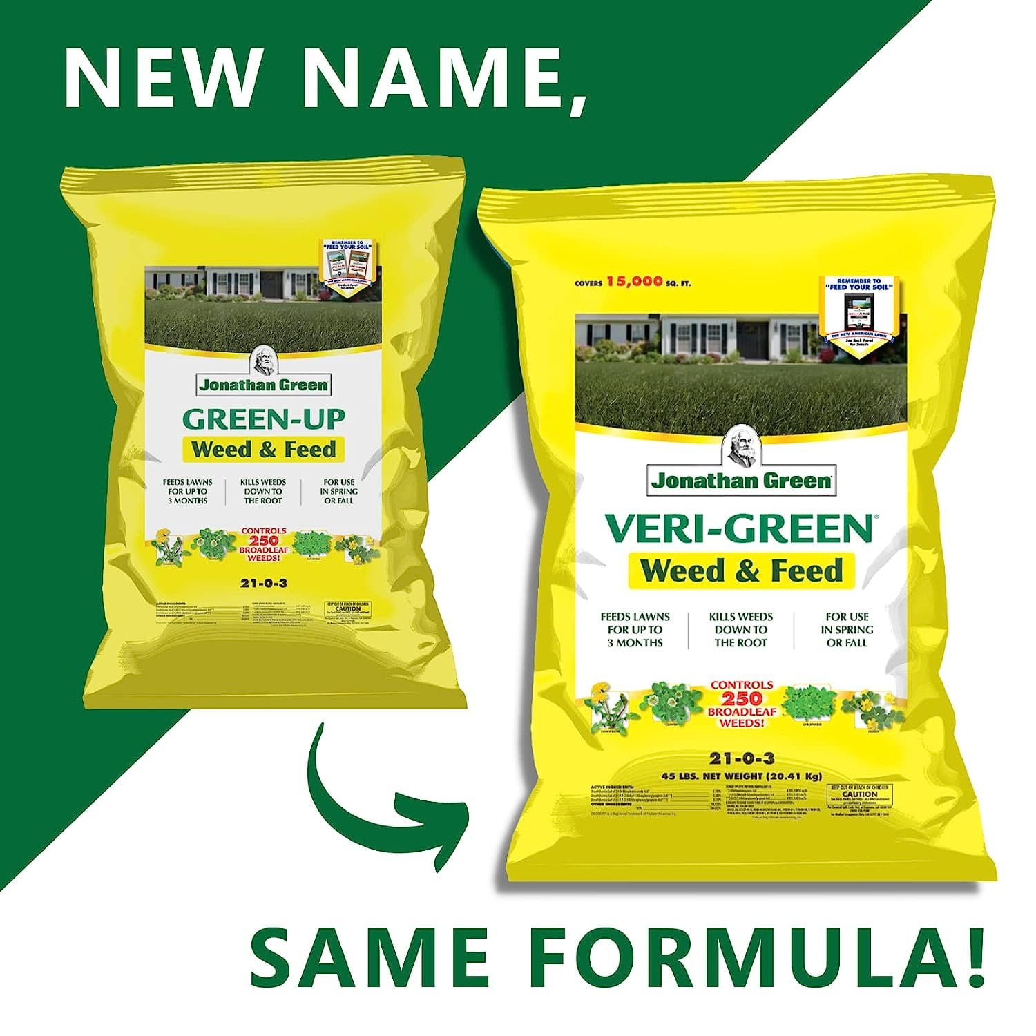 Jonathan Green 16003 Veri-Green Weed & Feed - 21-0-3 Grass Fertilizer & Weed Killer 15,000 Sq. Ft.