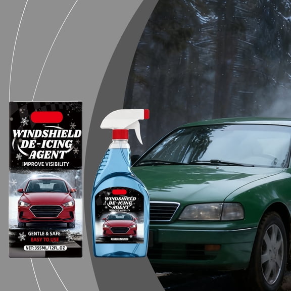 Winter Car Glass Deicing Agent 355ml - Fast-Acting Deicer Spray for Car Windows, Windshields, Melts Ice Quickly Without Scratching Glass, Anti-Freeze Formula Protects Glass, Multicolour