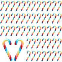 Scheam Mixcolor Canes Christmas Ornaments 60 Pcs Handmade Fake Candy Polymer Clay Cane Craft 1.2" Mini Christmas DIY Decorations for Home Holiday Xmas Tree Hanging