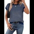 thumbnail image 3 of Suéter Informal de Rayas con Mangas y Bloques de Color Azul, Talla XL, 3 of 9