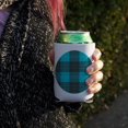 thumbnail image 3 of Plaid Turquoise Teal Gray Grey Pattern Can Cooler - Drink Sleeve Hugger Collapsible Insulator - Beverage Insulated Holder, 3 of 3