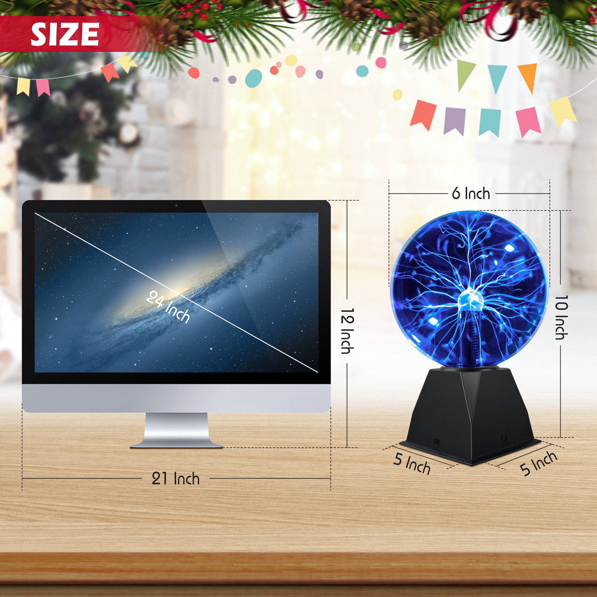 Plasma Ball, RAYWER 6 inch Touch & Sound Sensitive Plasma Globe, Blue  Nebula Novelty Lamp, Christmas, Party, Gift, Decoration 