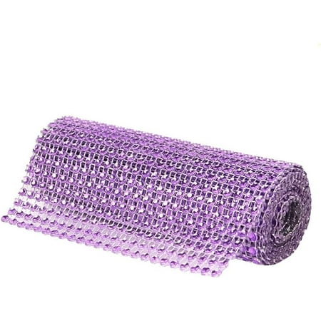 

O Creme Rhinestone Mesh Ribbon Wrap 24 Row 4-1/2 Inch Wide x 1 Yard Purple