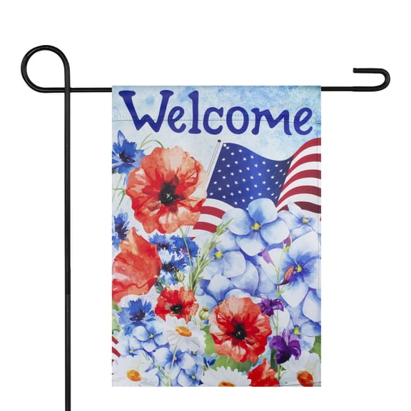 Welcome Patriotic Americana Outdoor Floral Garden Flag 12.5" x 18"