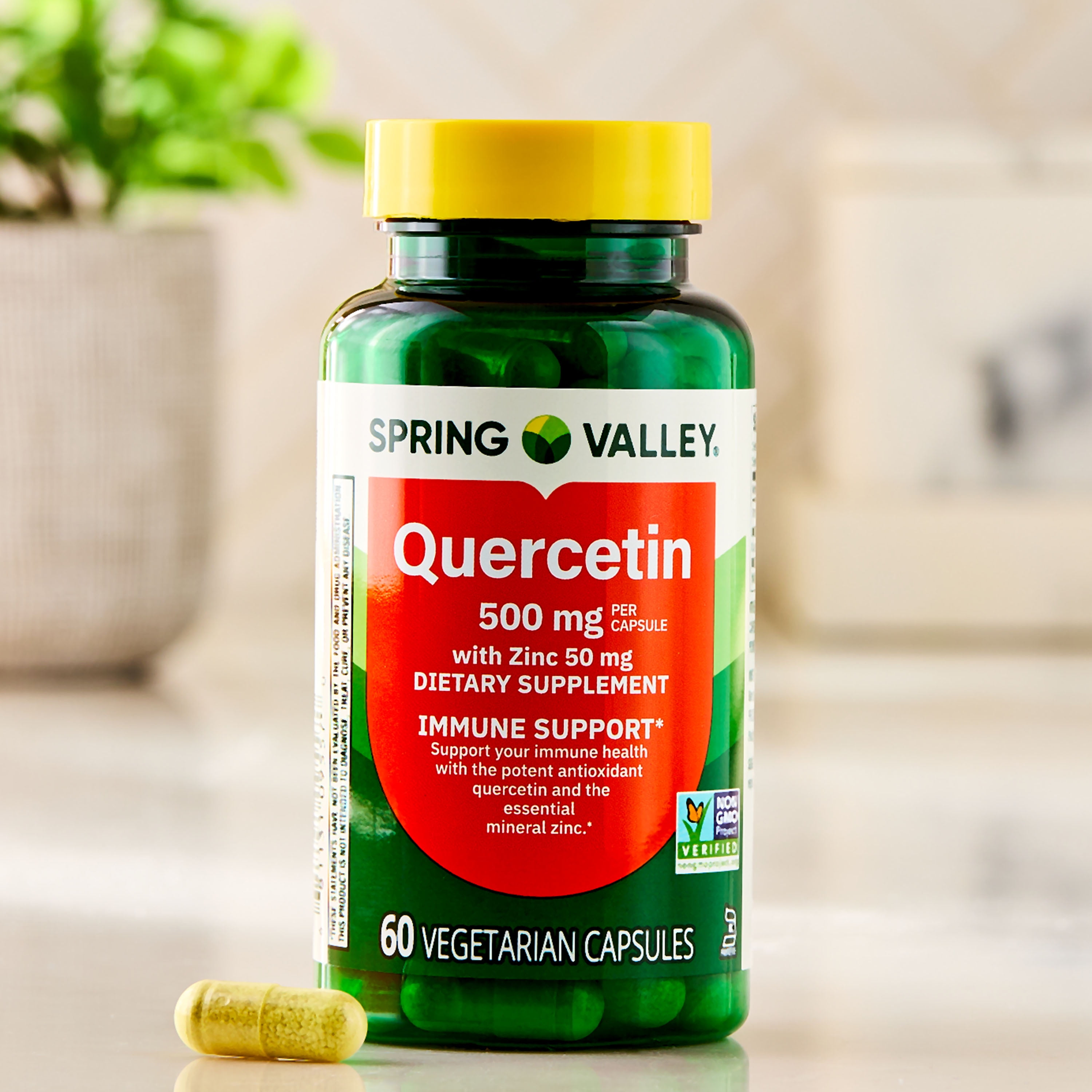 Spring Valley Quercetin 500 mg with Zinc, Dietary Supplement, 60 Capsules