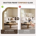 thumbnail image 6 of WallBeyond Wood Frame Rounded Corner Arch Rectangle Wall Mirror for Bathroom, 20" × 30", Natural Wood, 6 of 7
