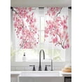 thumbnail image 2 of Spring Peach Flowers Sheer Curtains 45 Inch Length 2 Panels Set Window Treatments, Pink Botanical Floral Leaves Branch Rod Pocket Semi Curtains for Living Room/Bedroom/Kitchen Décor, 104"W x 45"L, 2 of 7
