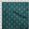 thumbnail image 3 of oneOone Cotton Jersey Dark Teal Green Fabric Leaves & Paisley Block Dress Material Fabric Print Fabric By The Yard 58 Inch Wide, 3 of 4