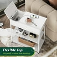 thumbnail image 4 of CZMDZH Narrow Side Table with Charging Station, Couch Side Table for Living Room, Narrow End Table for Bedroom with Fabric Drawer, USB Ports and Power Outlets, Samll Nightstand Bedside Tables, White, 4 of 16