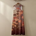 thumbnail image 5 of Xoenoiee Maple Leaves Print Summer Dresses for Women Flowy Casual Sleeveless Maxi Dress Cotton Linen Crewneck Long Dress Beach Vacation Sundresses with Pockets, 2XL, 5 of 7