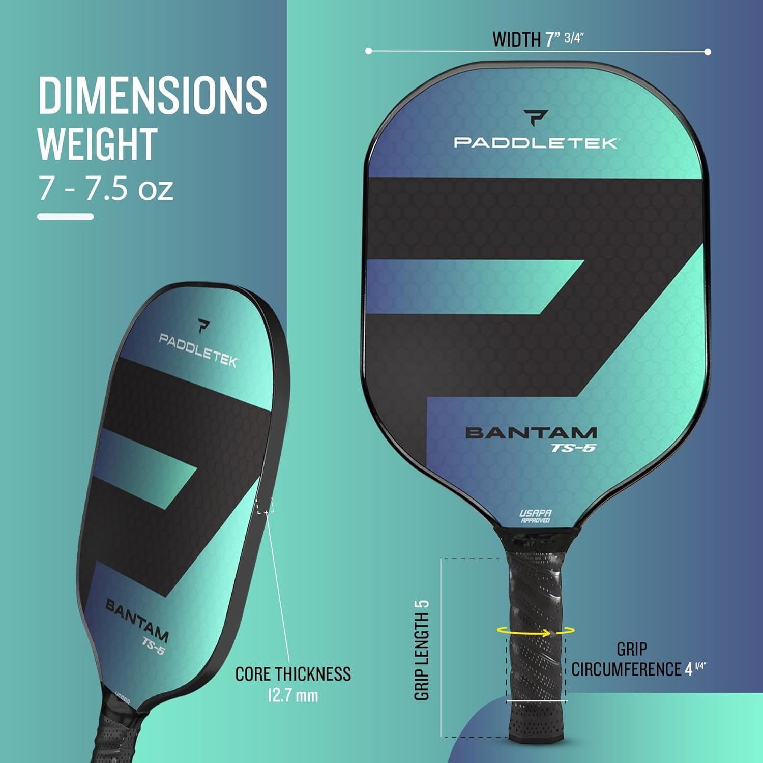 Paddletek Bantam TS-5 Pickleball Paddle (Riptide (Blue))