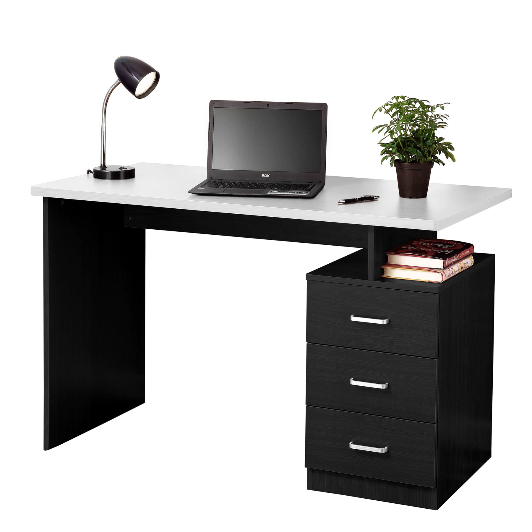 Что делать если рабочий стол черный. Стол компьютерный Homeoffice (белый, 1364x618x1612 мм). Стол Desk White / Black. Компьютерный стол черно белый. Темные компьютерные столы.